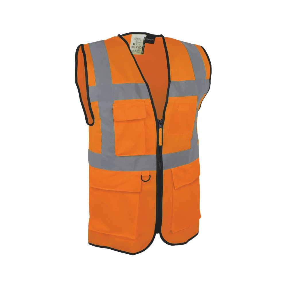 Gilet haute visibilité multipoches avec fermeture ( orange )