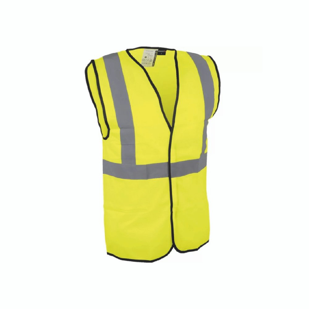 Gilet HV jaune avec découpe noir