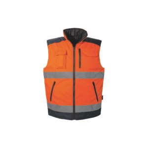 Gilet HV orange avec découpe noir