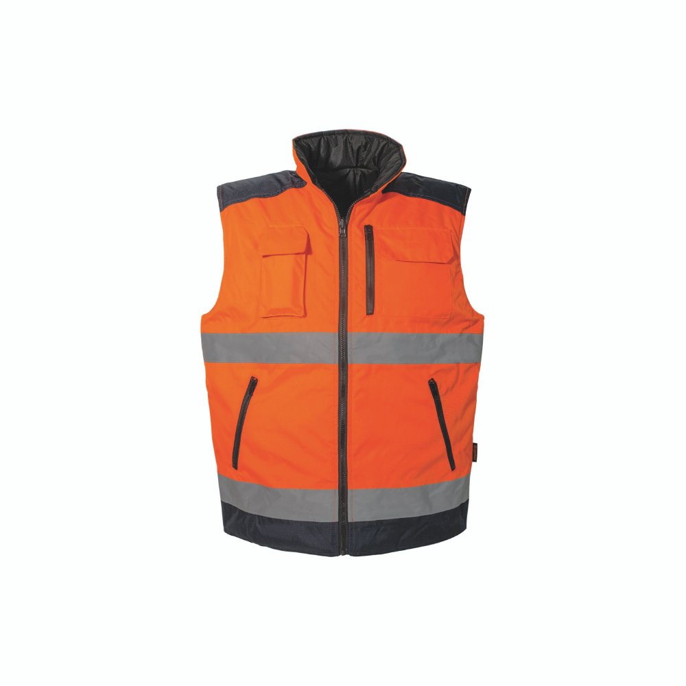 Gilet HV orange avec découpe noir