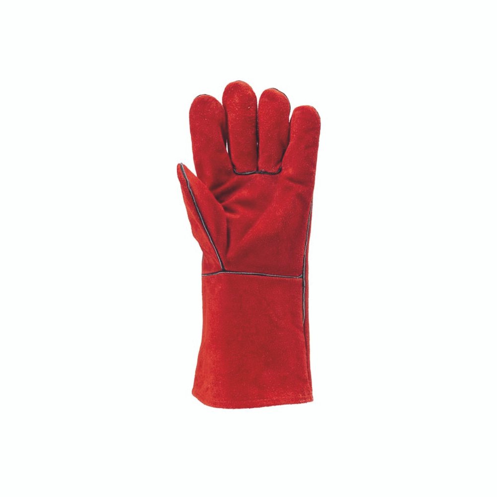 G-2631 Gants croûte vach. rouge doublé molleton, m.15 cm 10